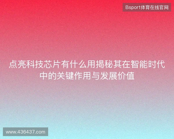 点亮科技芯片有什么用揭秘其在智能时代中的关键作用与发展价值